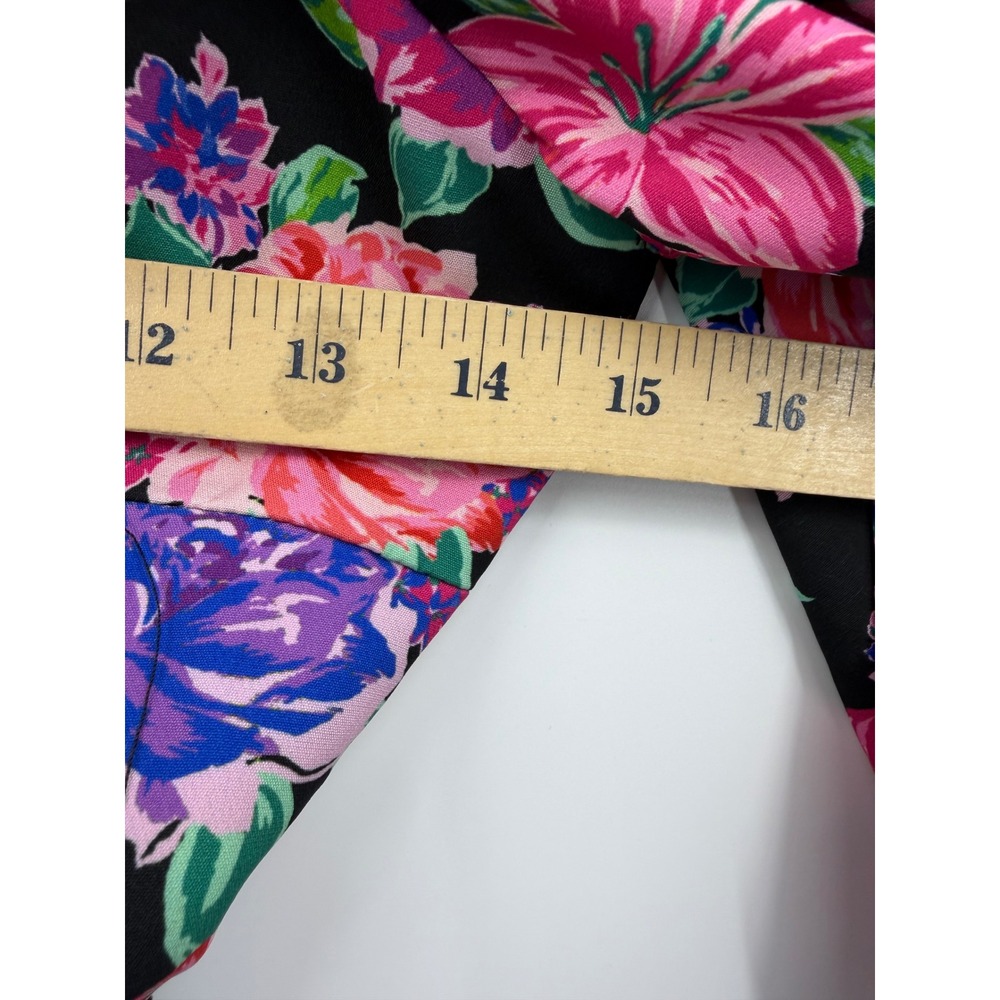 Zara Floral Belted Mini Dress Womens XS Black Pink Puff Sleeve 8812/546/050 - Picture 8 of 9